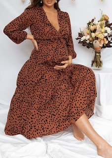 Foto 4 | Foto 4 | Vestido Largo Prettygarden Para Mujer, Estampado Floral, Cuello En V, Volantes - Venta Internacional.
