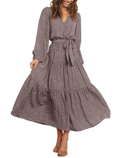 Foto 1 | Foto 1 | Vestido Largo Prettygarden Para Mujer Con Estampado Floral De Manga Larga 2024 - Venta Internacional.