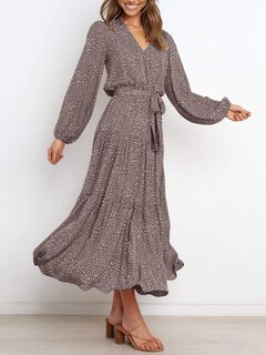 Foto 2 | Foto 2 | Vestido Largo Prettygarden Para Mujer Con Estampado Floral De Manga Larga 2024 - Venta Internacional.
