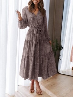 Foto 4 | Foto 4 | Vestido Largo Prettygarden Para Mujer Con Estampado Floral De Manga Larga 2024 - Venta Internacional.