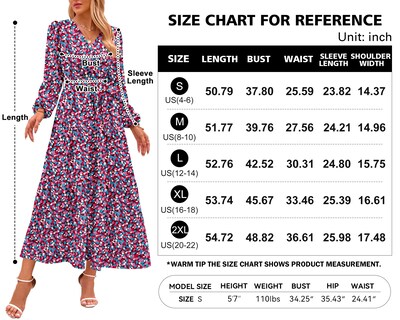 Foto 6 | Foto 6 | Vestido Largo Prettygarden Para Mujer, Estampado Floral, Chifón, Talla M - Venta Internacional.