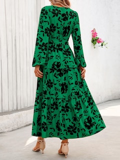 Foto 5 | Foto 5 | Vestido Largo Prettygarden Para Mujer, Manga Larga, Estampado Floral Verde - Venta Internacional.