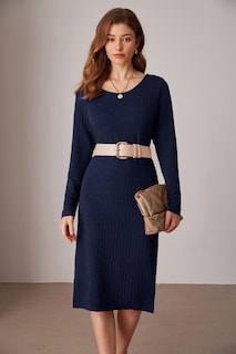 Foto 4 | Foto 4 | Vestido Grace Karin Con Cuello Redondo Y Manga Larga Con Estampado De Gofres, Azul - Venta Internacional.