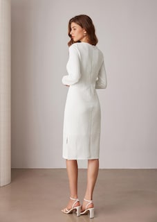 Foto 4 | Foto 4 | Vestido De Otoño Grace Karin, Entallado, Cuello Redondo, Midi Blanco Para Mujer - Venta Internacional.