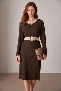 Foto 4 | Foto 4 | Vestido de Trabajo Grace Karin con Estampado de Gofres y Manga Larga en Marrón - Venta Internacional