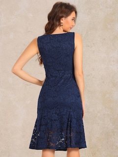 Foto 3 | Foto 3 | Vestido Allegra K De Encaje Con Cuello De Barco, Sin Mangas, Azul Xl - Venta Internacional.