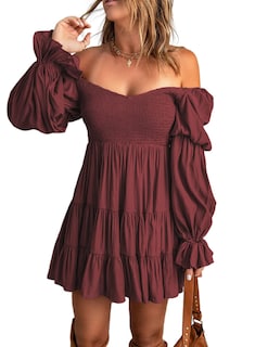 Foto 1 | Foto 1 | Vestido De Verano Dokotoo Para Mujer Rojo Con Diseño Fruncido - Venta Internacional.