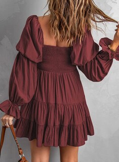 Foto 2 | Foto 2 | Vestido De Verano Dokotoo Para Mujer Rojo Con Diseño Fruncido - Venta Internacional.