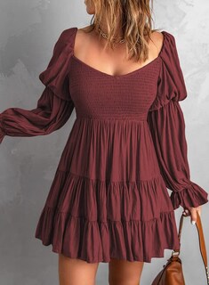 Foto 4 | Foto 4 | Vestido De Verano Dokotoo Para Mujer Rojo Con Diseño Fruncido - Venta Internacional.