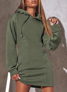 Foto 4 | Foto 4 | Vestido Tipo Sudadera Con Capucha Alvaq Otoño 2024 Para Mujer Verde Militar - Venta Internacional.