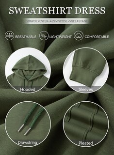 Foto 5 | Foto 5 | Vestido Tipo Sudadera Con Capucha Alvaq Otoño 2024 Para Mujer Verde Militar - Venta Internacional.