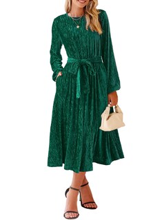 Foto 1 | Foto 1 | Vestido De Moda Happy Sailed 2024, Moderno Y Elegante, Terciopelo Verde - Venta Internacional.