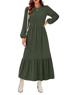 Foto 1 | Foto 1 | Vestido Largo Merokeety De Manga Larga De Otoño Para Mujer Con Bolsillos - Venta Internacional.