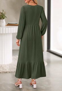 Foto 4 | Foto 4 | Vestido Largo Merokeety De Manga Larga De Otoño Para Mujer Con Bolsillos - Venta Internacional.