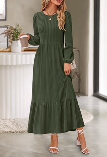 Foto 7 | Foto 7 | Vestido Largo Merokeety De Manga Larga De Otoño Para Mujer Con Bolsillos - Venta Internacional.