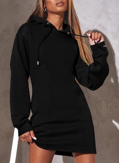 Foto 7 | Foto 7 | Vestido Alvaq De Manga Larga Con Capucha Y Cordón Para Mujer Negro - Venta Internacional.