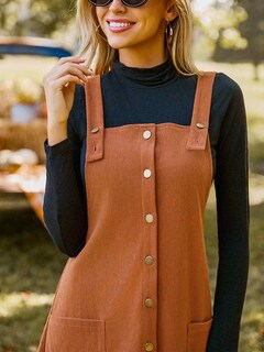 Foto 7 | Foto 7 | Vestido Casual Cupshe Cuello Cuadrado Con Botones En La Parte Delantera De Poliéster Naranja - Venta Internacional.