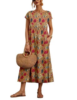 Foto 1 | Foto 1 | Vestido Wrolem Casual De Verano De Algodón Con Bolsillos Para Mujer 2024 - Venta Internacional.
