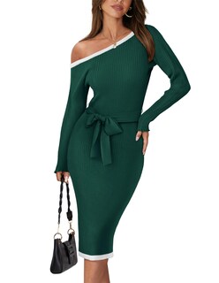 Foto 1 | Foto 1 | Vestido Tipo Jersey Grace Karin De Manga Larga Con Un Solo Hombro Verde - Venta Internacional.