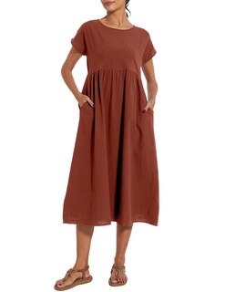 Foto 4 | Foto 4 | Vestido Wrolem Casual De Verano De Algodón Con Bolsillos Para Mujer 2024 - Venta Internacional.