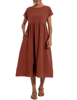 Foto 5 | Foto 5 | Vestido Wrolem Casual De Verano De Algodón Con Bolsillos Para Mujer 2024 - Venta Internacional.
