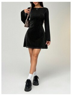 Foto 5 | Foto 5 | Vestido Wdirara Y2k Con Estampado De Leopardo Y Campana De Malla De Manga Larga Para Mujer - Venta Internacional.