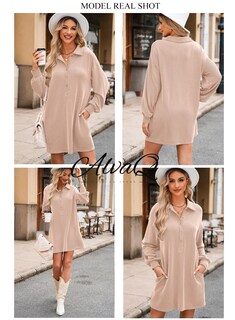 Foto 7 | Foto 7 | Vestido Alvaq Fashion Casual Holgado De Manga Larga Con Bolsillos - Venta Internacional.