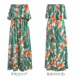 Foto 5 | Foto 5 | Vestido Cupshe Con Volantes, Playa, Hombros Descubiertos, Línea A, Maxi Verde Y Naranja - Venta Internacional.