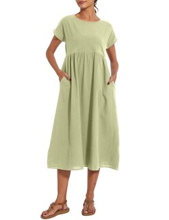 Foto 4 | Foto 4 | Vestido Wrolem Casual De Verano De Algodón Con Bolsillos Para Mujer 2024 - Venta Internacional.