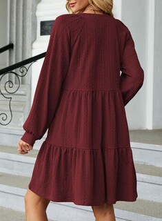 Foto 2 | Foto 2 | Vestido Dokotoo 2024 Para Mujer De Manga Larga Con Cuello En V Texturizado Rojo - Venta Internacional.