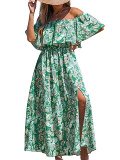 Foto 1 | Foto 1 | Vestido Largo Cupshe Con Estampado Floral Y Hombros Descubiertos Para Mujer - Venta Internacional.