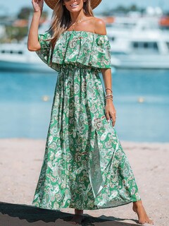 Foto 4 | Foto 4 | Vestido Largo Cupshe Con Estampado Floral Y Hombros Descubiertos Para Mujer - Venta Internacional.