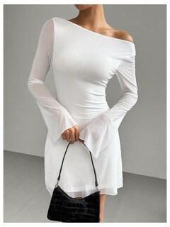 Foto 4 | Foto 4 | Vestido Wdirara Mini White Xs Con Estampado De Leopardo, Malla Y2k, Sin Espalda - Venta Internacional.