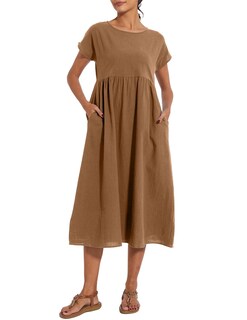 Foto 4 | Foto 4 | Vestido Wrolem Casual De Verano De Algodón Con Bolsillos Para Mujer 2024 - Venta Internacional.