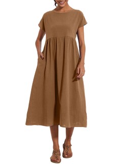 Foto 5 | Foto 5 | Vestido Wrolem Casual De Verano De Algodón Con Bolsillos Para Mujer 2024 - Venta Internacional.