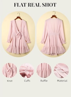 Foto 4 | Foto 4 | Vestido Alvaq Para Mujer, Manga Larga, Corto, Cuello En V Profundo, Rosa - Venta Internacional.