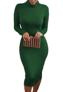 Foto 1 | Foto 1 | Vestido Rosa Con Cuello Alto Queen, Manga Larga, Midi L, Verde Para Mujer - Venta Internacional.