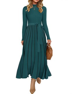 Foto 1 | Foto 1 | Vestido Tipo Suéter Zesica Para Mujer, Otoño 2024, Cuello Alto, Verde Azulado, Xl - Venta Internacional.