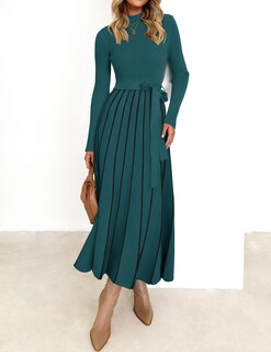 Foto 2 | Foto 2 | Vestido Tipo Suéter Zesica Para Mujer, Otoño 2024, Cuello Alto, Verde Azulado, Xl - Venta Internacional.