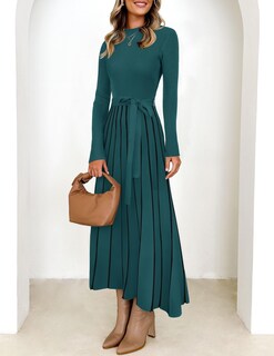 Foto 3 | Foto 3 | Vestido Tipo Suéter Zesica Para Mujer, Otoño 2024, Cuello Alto, Verde Azulado, Xl - Venta Internacional.