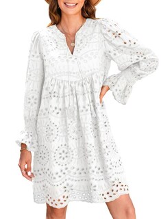 Foto 1 | Foto 1 | Vestido Dokotoo De Manga Larga 100% Algodón Blanco Para Mujer - Venta Internacional.