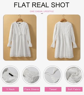 Foto 4 | Foto 4 | Vestido Dokotoo De Manga Larga 100% Algodón Blanco Para Mujer - Venta Internacional.