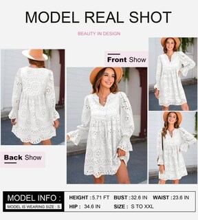 Foto 5 | Foto 5 | Vestido Dokotoo De Manga Larga 100% Algodón Blanco Para Mujer - Venta Internacional.