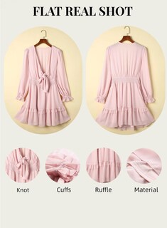 Foto 4 | Foto 4 | Vestido Alvaq Sexy Con Cuello En V Profundo Y Volantes Para Mujer, Color Rosa - Venta Internacional.