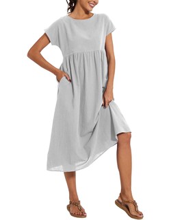Foto 3 | Foto 3 | Vestido Wrolem Casual De Verano De Algodón Con Bolsillos Para Mujer 2024 - Venta Internacional.