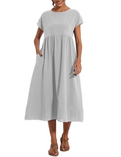 Foto 5 | Foto 5 | Vestido Wrolem Casual De Verano De Algodón Con Bolsillos Para Mujer 2024 - Venta Internacional.