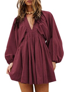 Foto 1 | Foto 1 | Vestido Acelit De Otoño De 2024, Tendencia A La Moda, Cuello En V, Rojo Para Mujer - Venta Internacional.