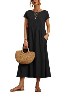 Foto 1 | Foto 1 | Vestido Wrolem Casual De Verano De Algodón Con Bolsillos Para Mujer 2024 - Venta Internacional.