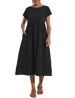 Foto 5 | Foto 5 | Vestido Wrolem Casual De Verano De Algodón Con Bolsillos Para Mujer 2024 - Venta Internacional.