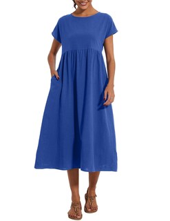 Foto 5 | Foto 5 | Vestido Wrolem Casual De Verano De Algodón Con Bolsillos Para Mujer 2024 - Venta Internacional.